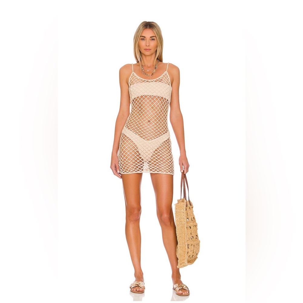 NWT Lovers + Friends Tan Nora Crochet Coverup Dress (XS)